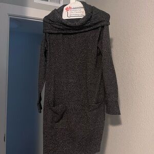 Gray Knit Long Sleeve Dress